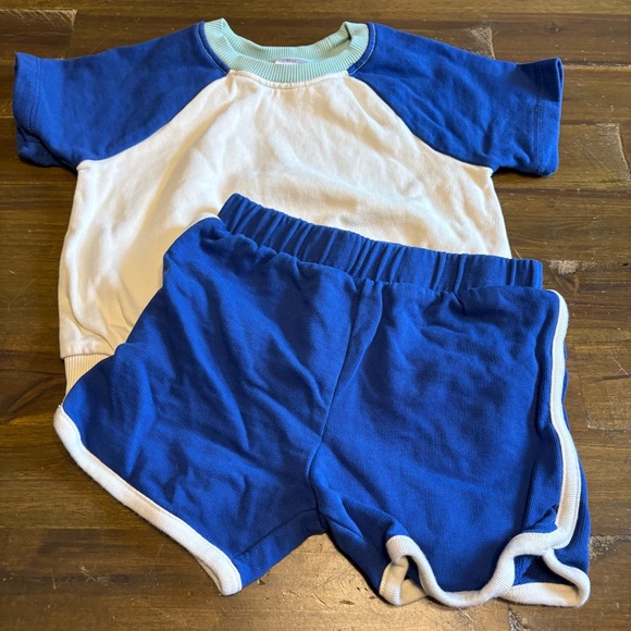 Hanna Andersson Toddler Set Shirt Shirts Blue Athletic 2T Blue White - Picture 1 of 4